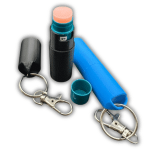 3D-printed lip balm holder keychain for attaching a lip balm tube to keys or bags