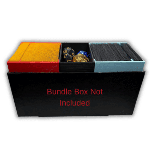 MTG Standard Container and Dice container showcase for bundle box including a single sleeved and double sleeved deck with dice.