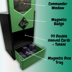 CommandView Top Loader MTG Commander Deck Box with Dice Tray Features